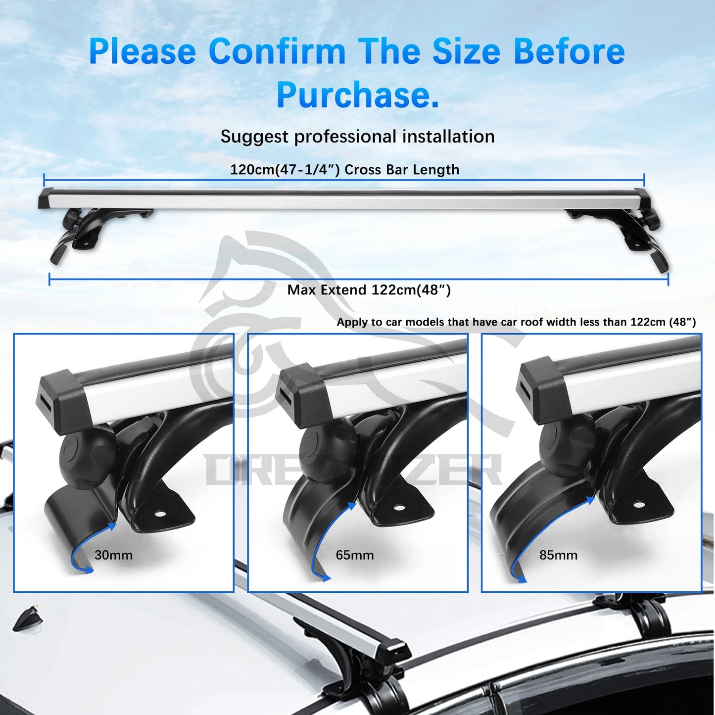 2Pcs Aluminum Roof Rack Cross Bars Carrier for Volkswagen Passat Jetta MK6