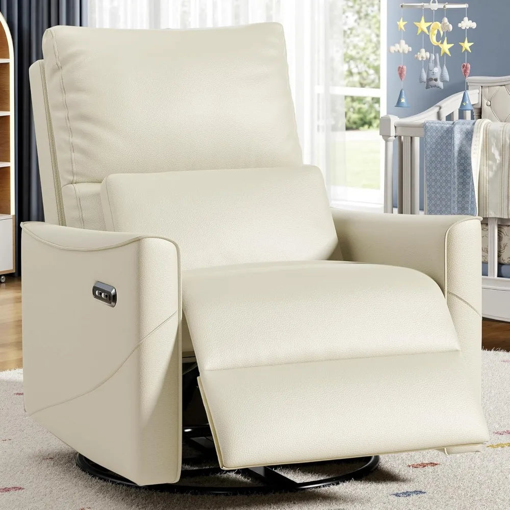 Power Swivel Rocker Recliner Chair for Adults Nursery Glider USB Port