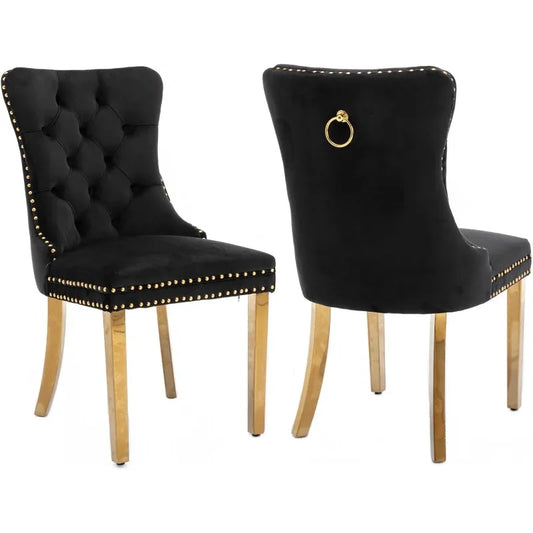 Velvet Dining Chairs Set of 2 Tufted Upholstered Kitchen Dining Chairs