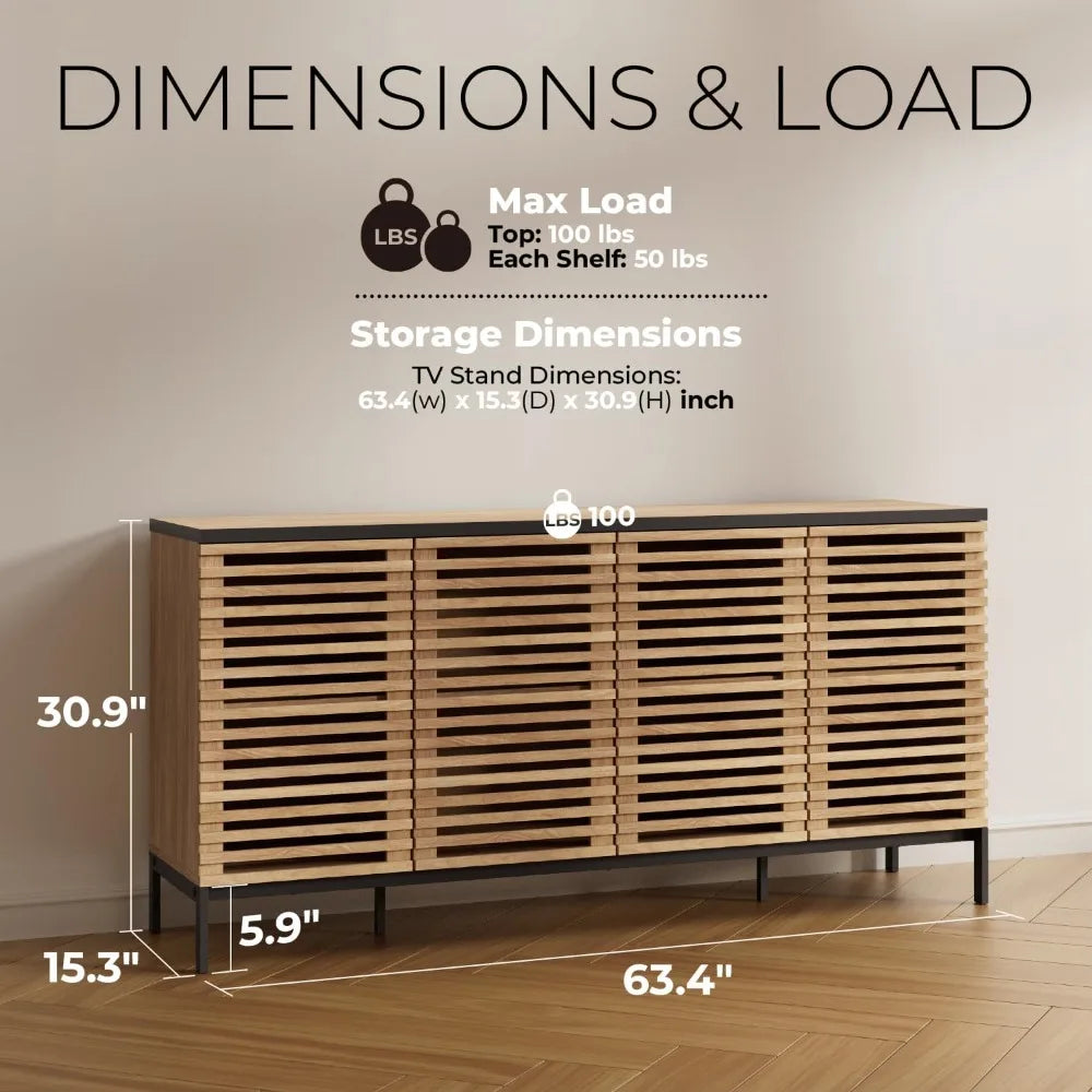 Buffet Cabinet Sideboard Storage Console 63.4" Modern Accent Furniture