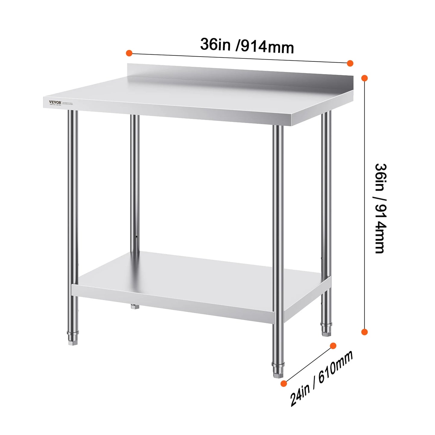 SucceBuy Stainless Steel Work Table Adjustable Height Heavy Duty Prep Table