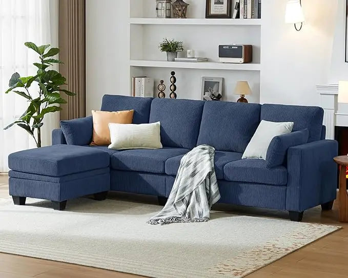 Ljustra Corduroy Modular Sectional Couch with Ottoman Chaise 4-seat Sofa