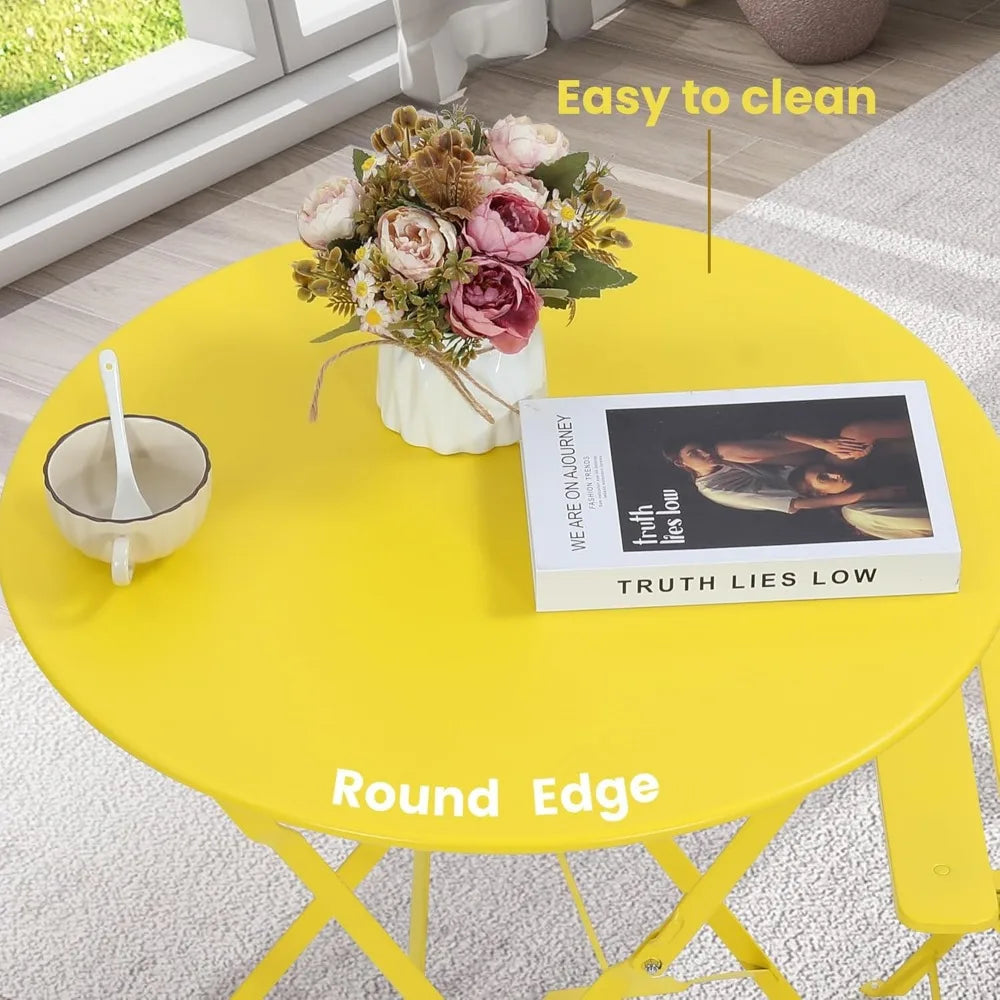 Outdoor 3 Piece Patio Bistro Set Folding Table Chairs Space Saving