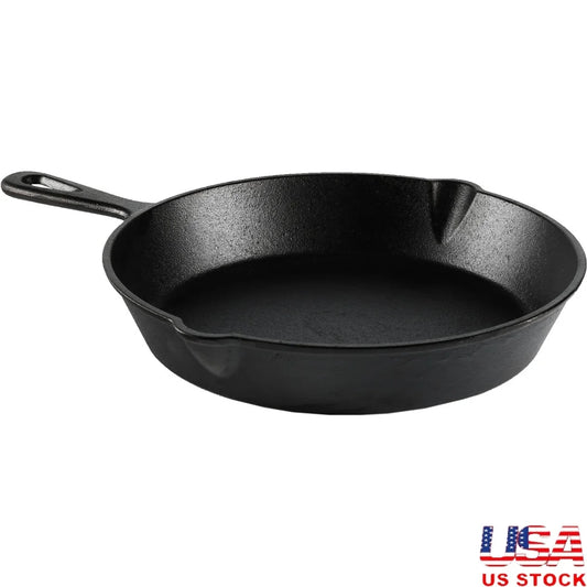 Pre-Seasoned Cast Iron Skillet Nonstick Cooking Durable Campfire Essential