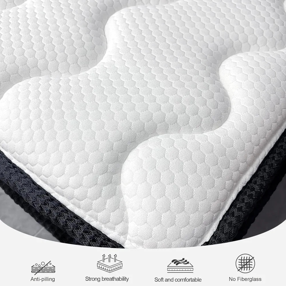 Ljustra Queen Mattress 10in Deluxe Hybrid Memory Foam Pocket Spring