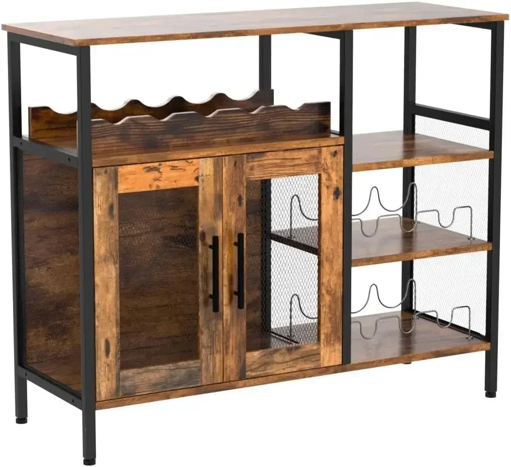 Wine Bar Rack Cabinet with Detachable Wine Rack Coffee Bar Cabinet