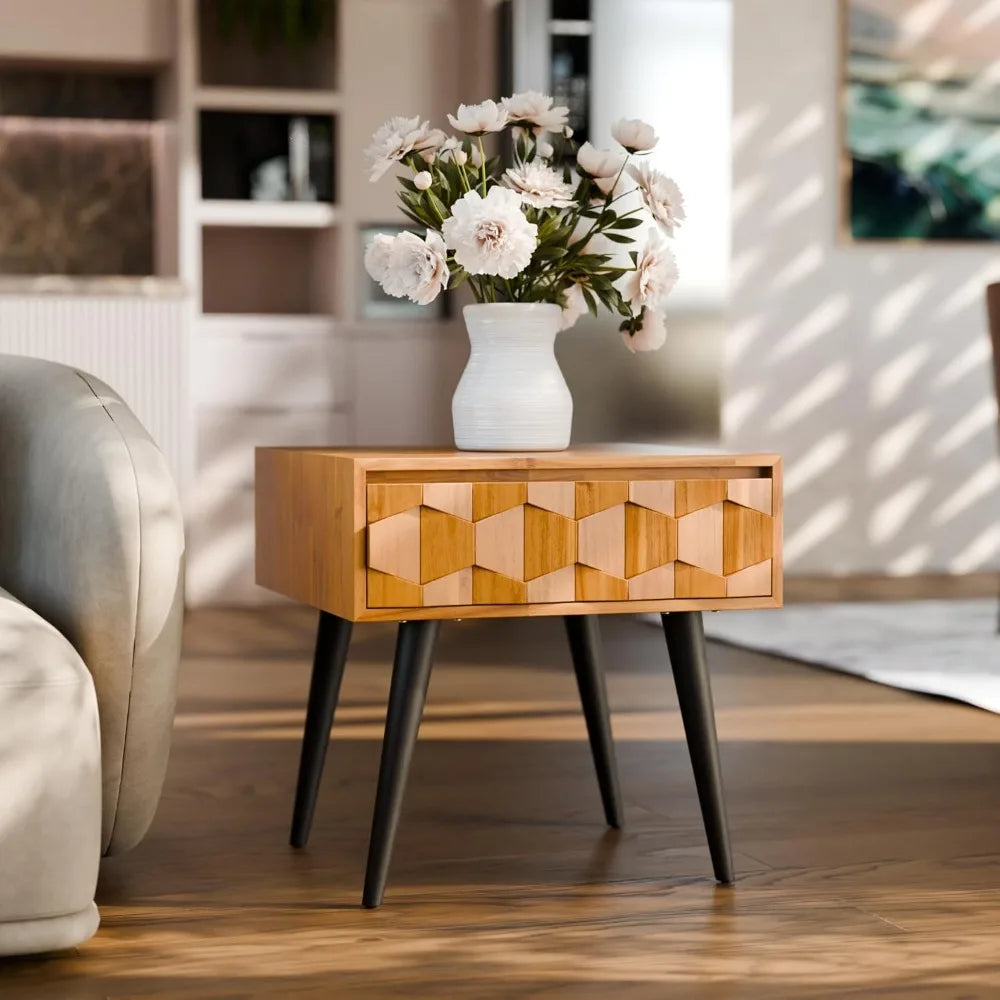 Georgina Solid Wood Nightstands Fully Assembled Rustic Bedroom Cabinet