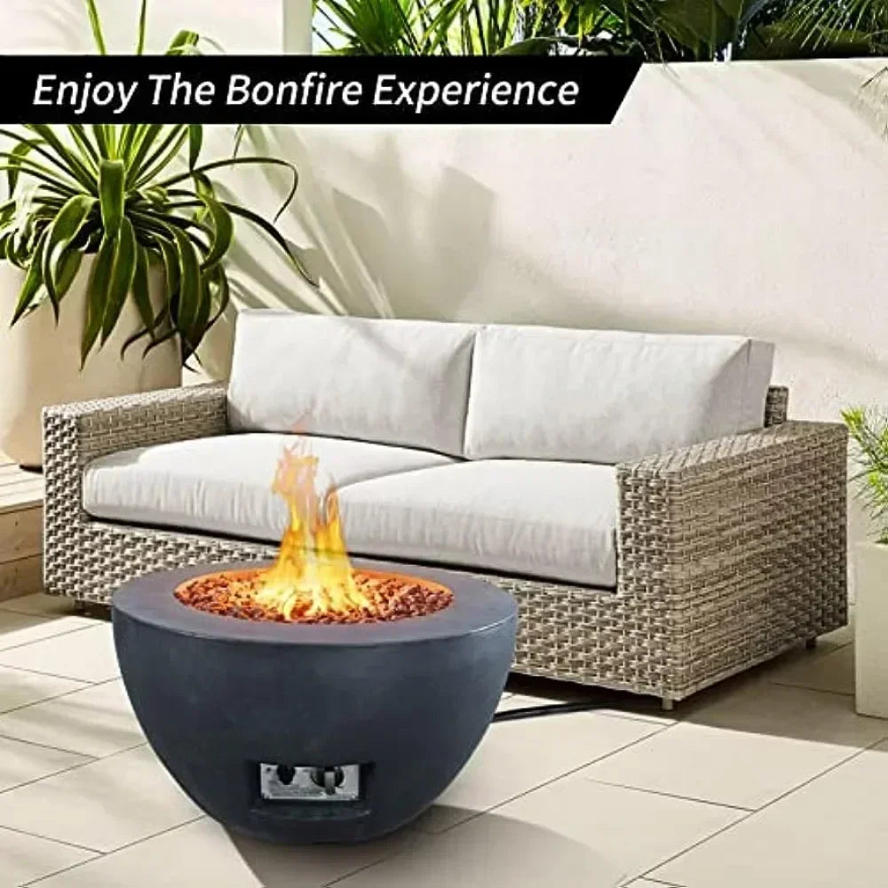 25 Inch Propane Fire Table 50000 BTU Concrete Fire Pit for Outdoor Use