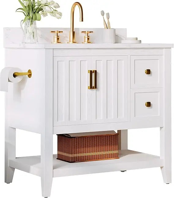 Modern Bathroom Vanity with Sink 30 Inch Storage Cabinet Easy Assembly