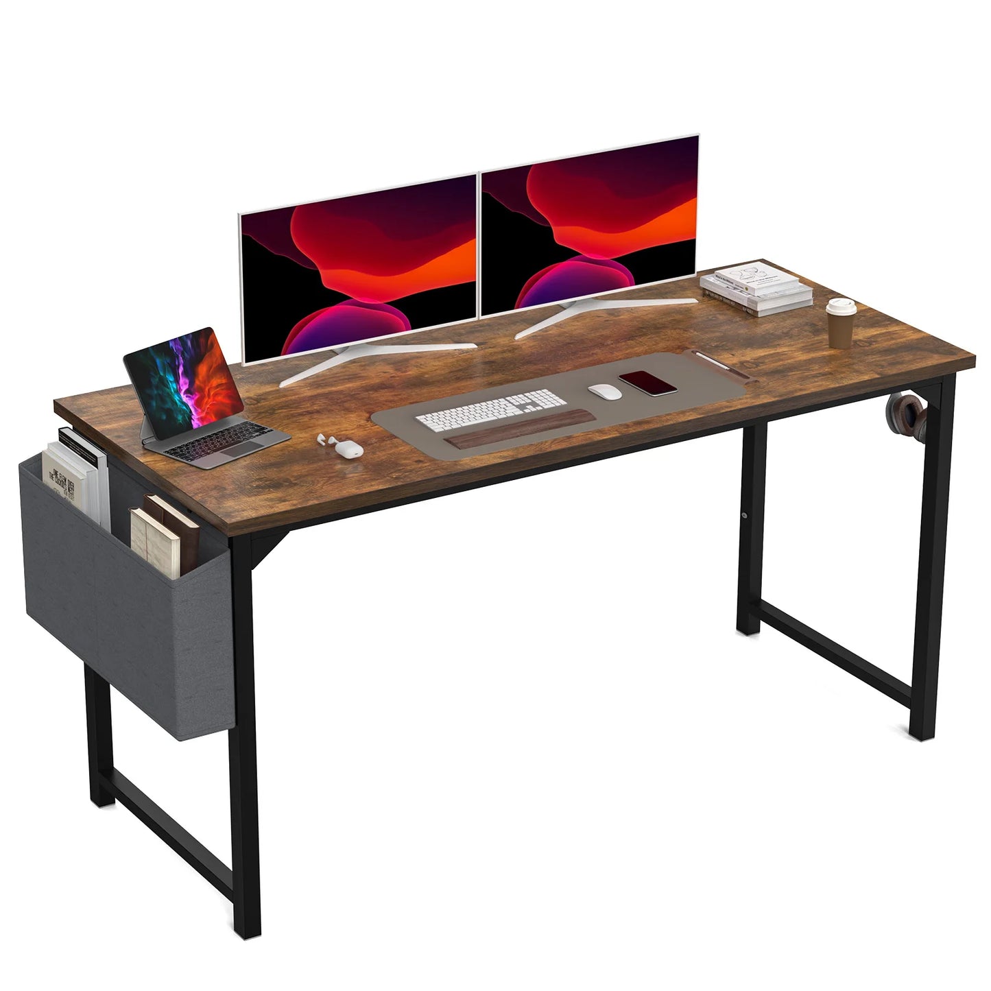 Ljustra Modern Compact Computer Desk with Storage and Headphone Hook