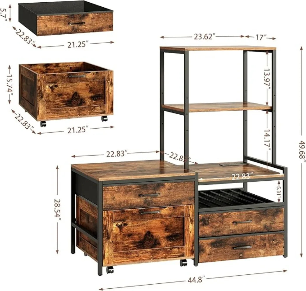 Mini Fridge Stand with Wine Rack Kitchen Bakers Rack Microwave Coffee Bar