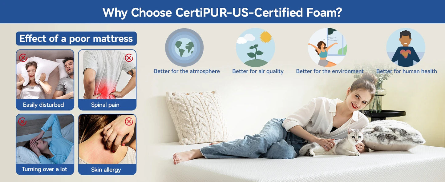 Ljustra Queen Size Memory Foam Mattress Tencel Cooling Gel 10 Inch