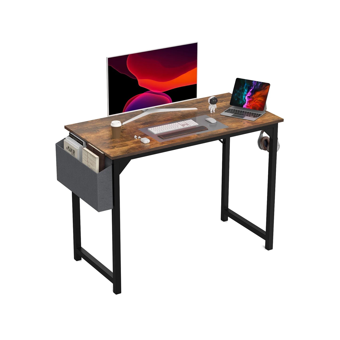 Ljustra Modern Compact Computer Desk with Storage and Headphone Hook