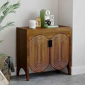 Buffet Sideboard Cabinet Storage Fluted Doors Adjustable Shelf