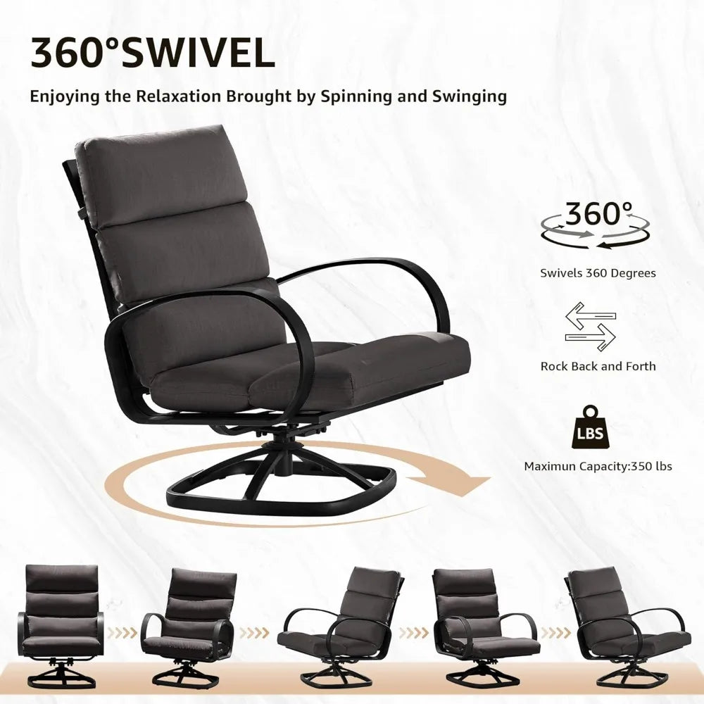 Ljustra Patio Bistro Set 3 Piece Outdoor Swivel Glider Rocking Chairs