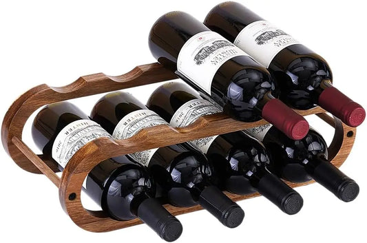 Wine Rack Water Bottle Organizer Adjustable Acacia Wood 2 Tier