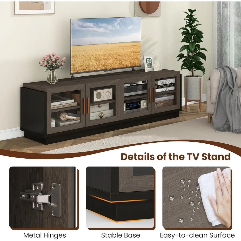 Large TV Stand for 75 Inch TVs Modern Entertainment Center with Storage
