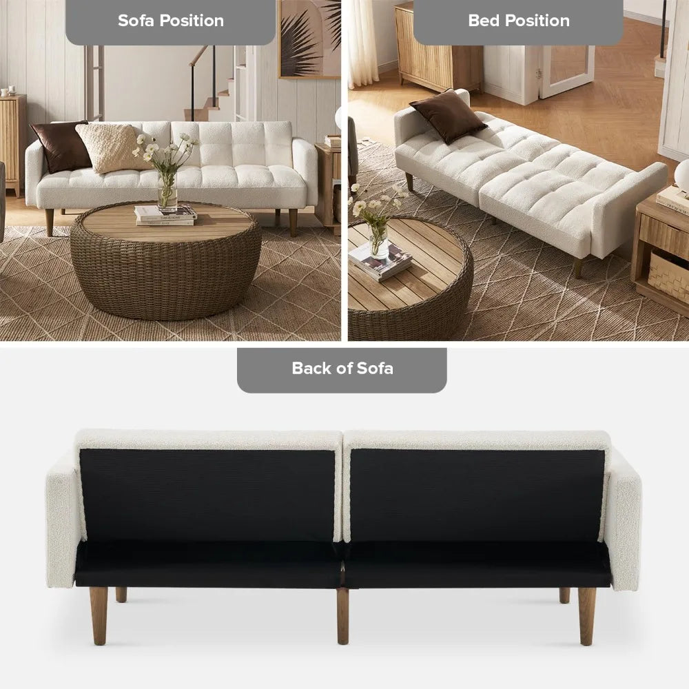Ljustra 76.8" Modern Couch Sleeper Futon Loveseat Living Room