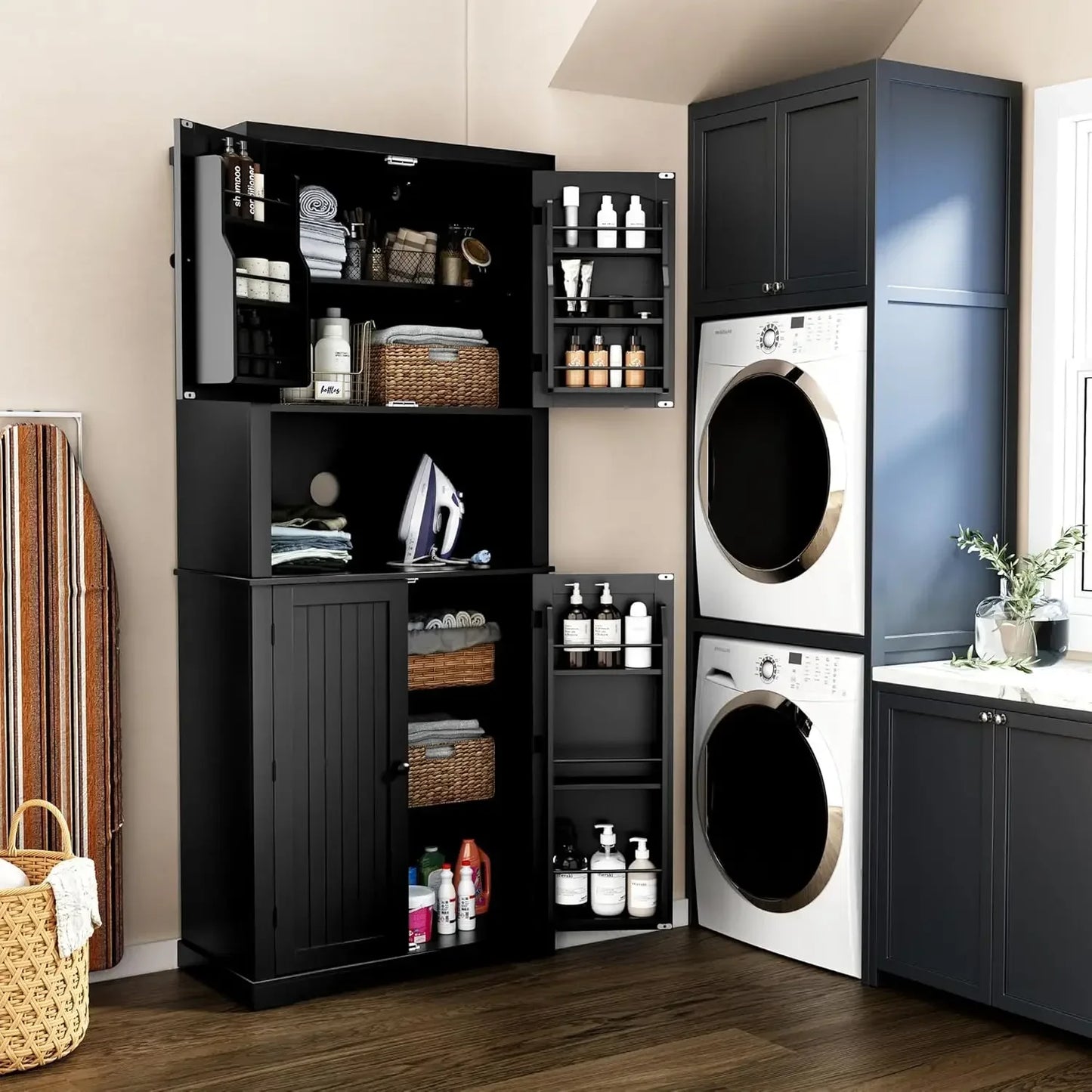 Ljustra 72 Inch Kitchen Pantry Storage Cabinet Freestanding Larder Cupboard