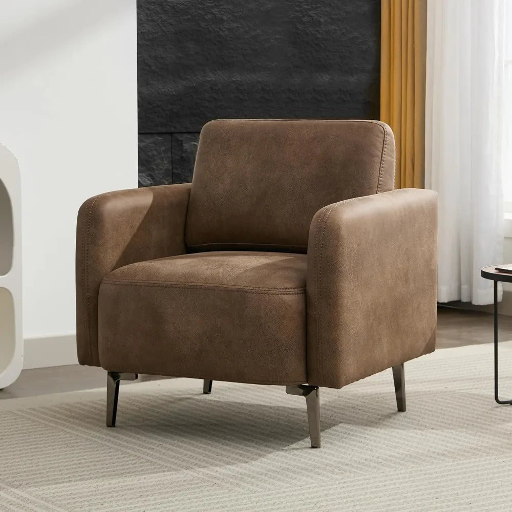 Accent Chair with Ottoman Mid Century Modern Upholstered Leather Armchair
