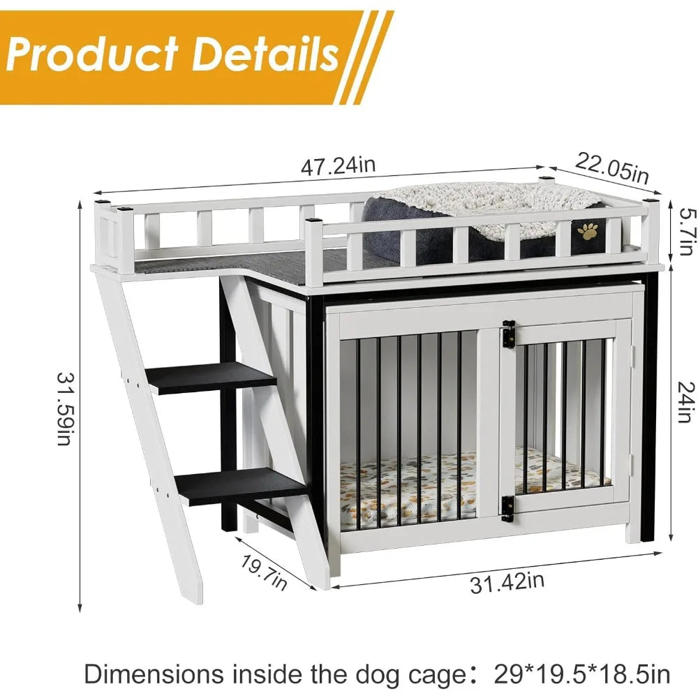 Loft Style Dog Crate Furniture Double Doors Heavy Duty Indoor Kennel