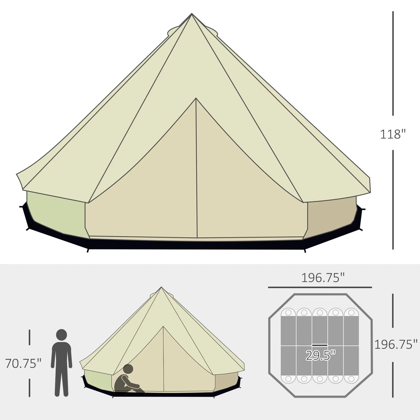 Ljustra 10-Person Yurt Tent Glamping Waterproof Spacious Interior