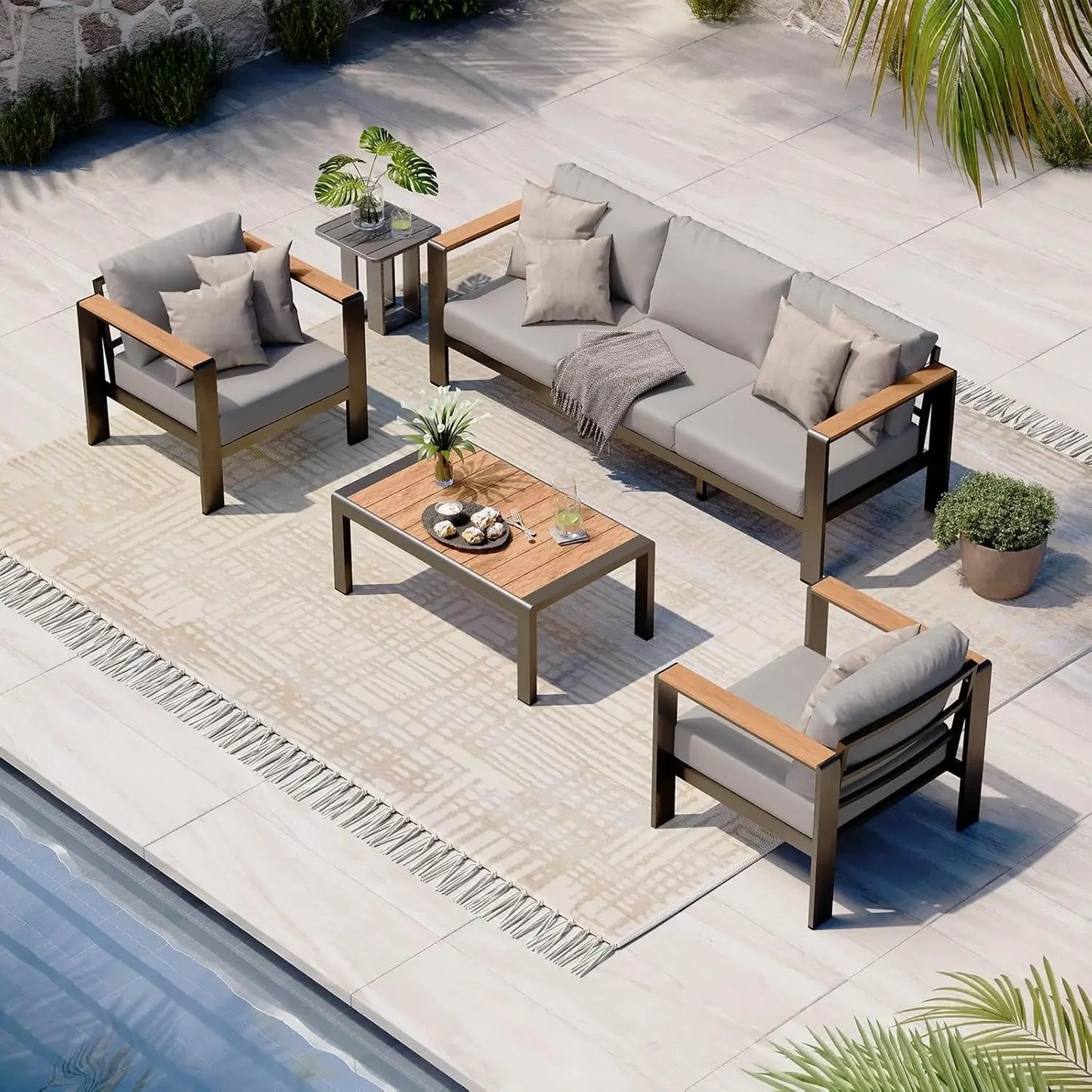 Aluminum Outdoor Patio Furniture Set with Coffee Table Sectional