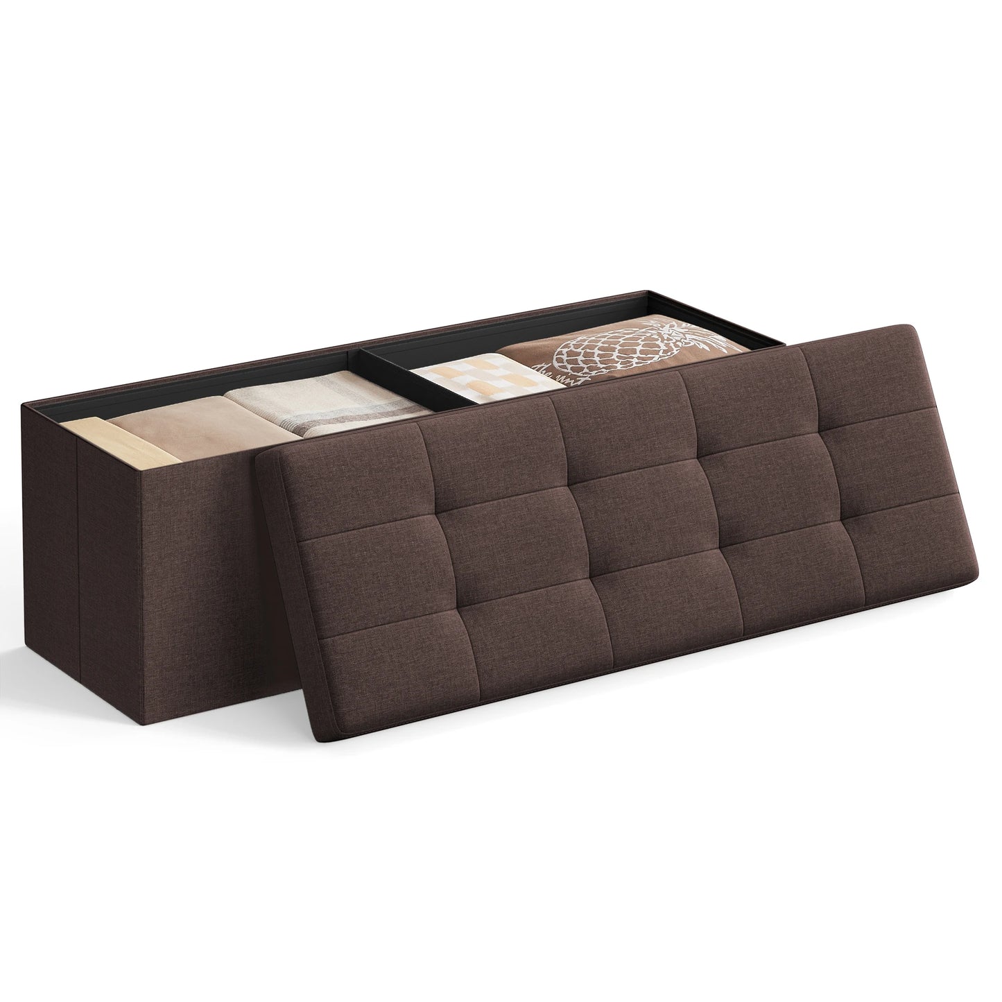 Ljustra 43 Inch Folding Storage Ottoman Bench Foot Rest Storage Chest