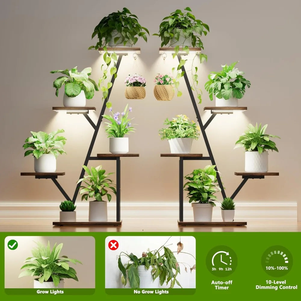 Plant Stand with Grow Light Indoor 5 Tier Corner Shelf for Multiple Plants