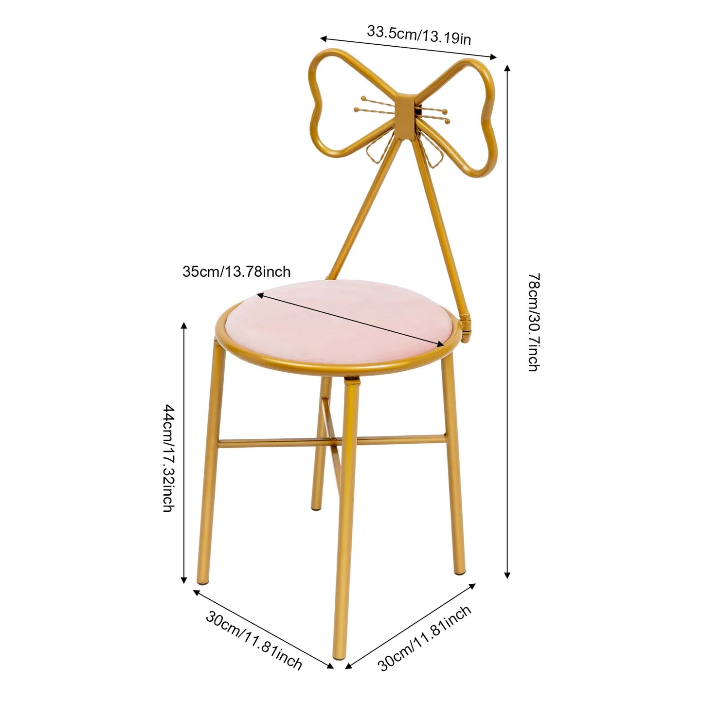 Butterfly Shaped Vanity Chair Makeup Stool Dining Chair with Backrest