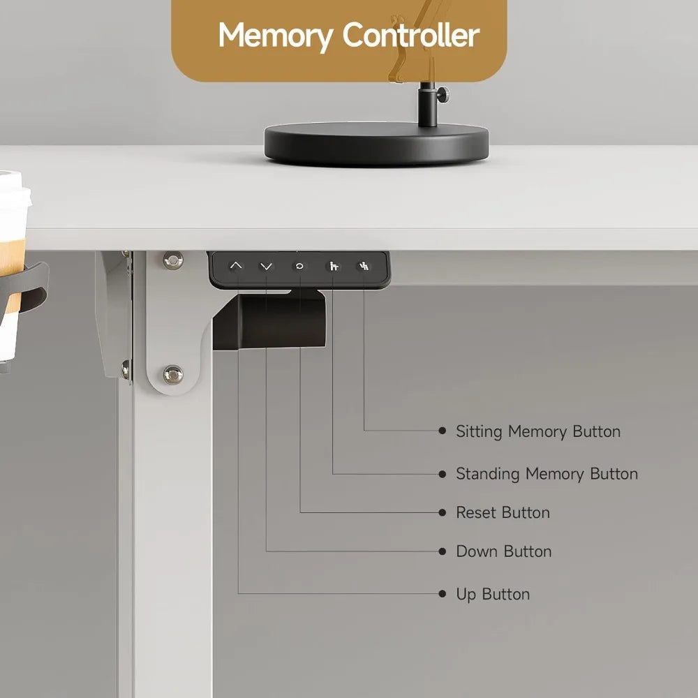 L Shaped Electric Standing Desk 71x43 Inches Adjustable Height Dual Motor