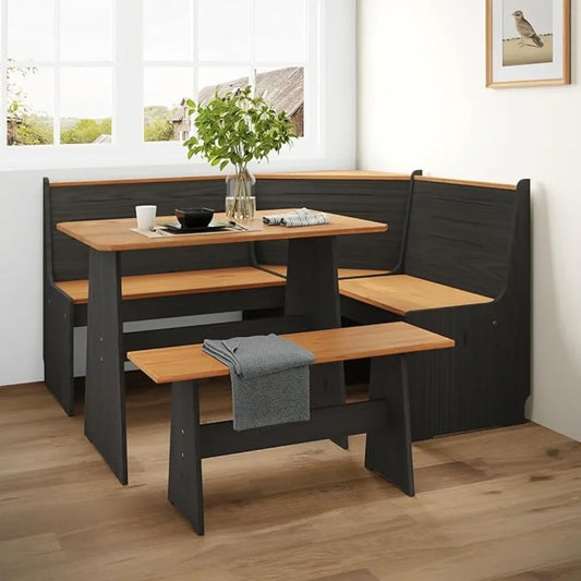 Breakfast Nook Corner Dining Table Set Space-Saving for 5 People