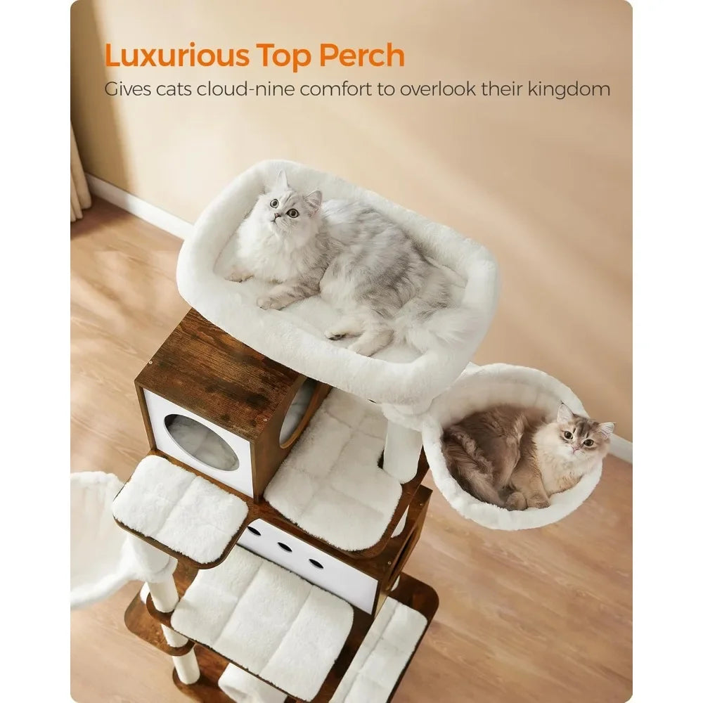 Ljustra 77.5 Inch Tall Modern Cat Tree Multi-Level Cat Tower for Cats