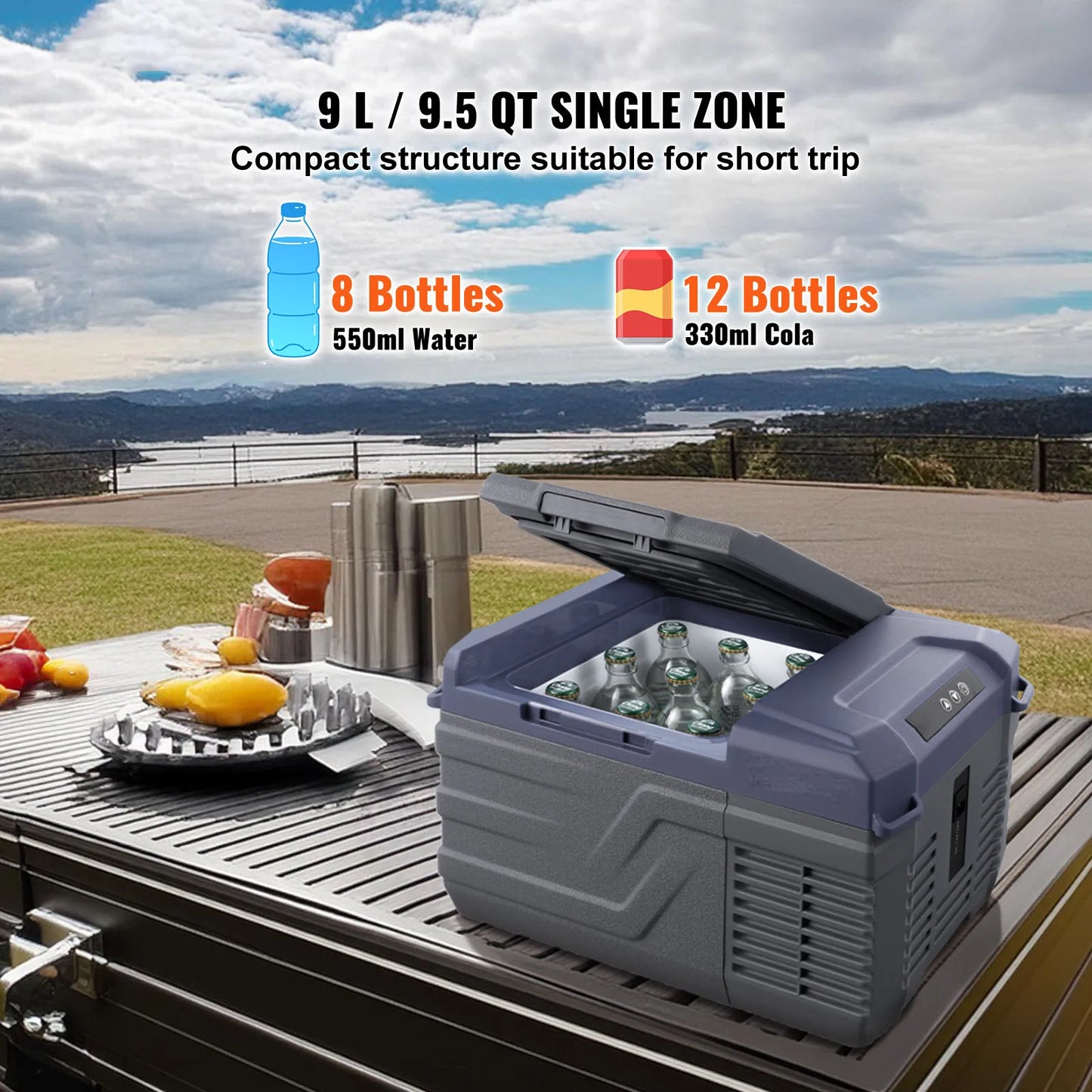 Portable Car Refrigerator 8L to 75L Bluetooth Adjustable Temp for Camping