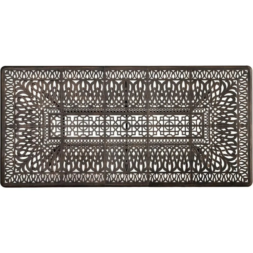 Large Rectangular Outdoor Dining Table with Umbrella Hole Weather-Resistant