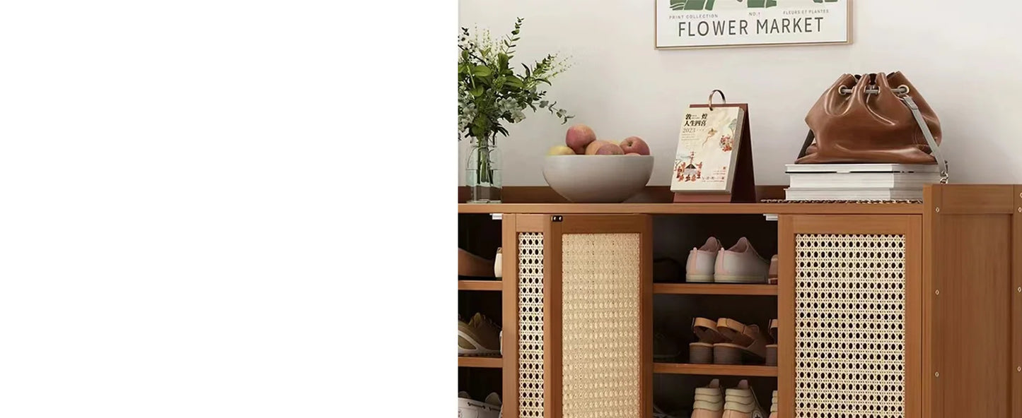 8 Tier Bamboo Shoe Storage Cabinet Freestanding Shoe Rack for Closet