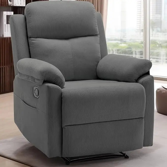 Recliner Chair for Small Spaces Upholstered Manual Recliner with Pockets