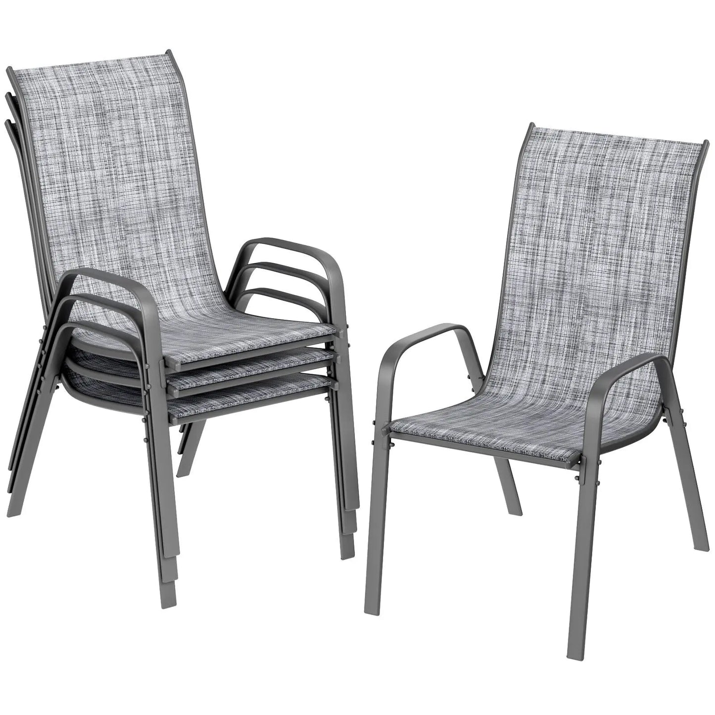 Metal Stackable Outdoor Dining Chairs Set of 4 for Patio Garden