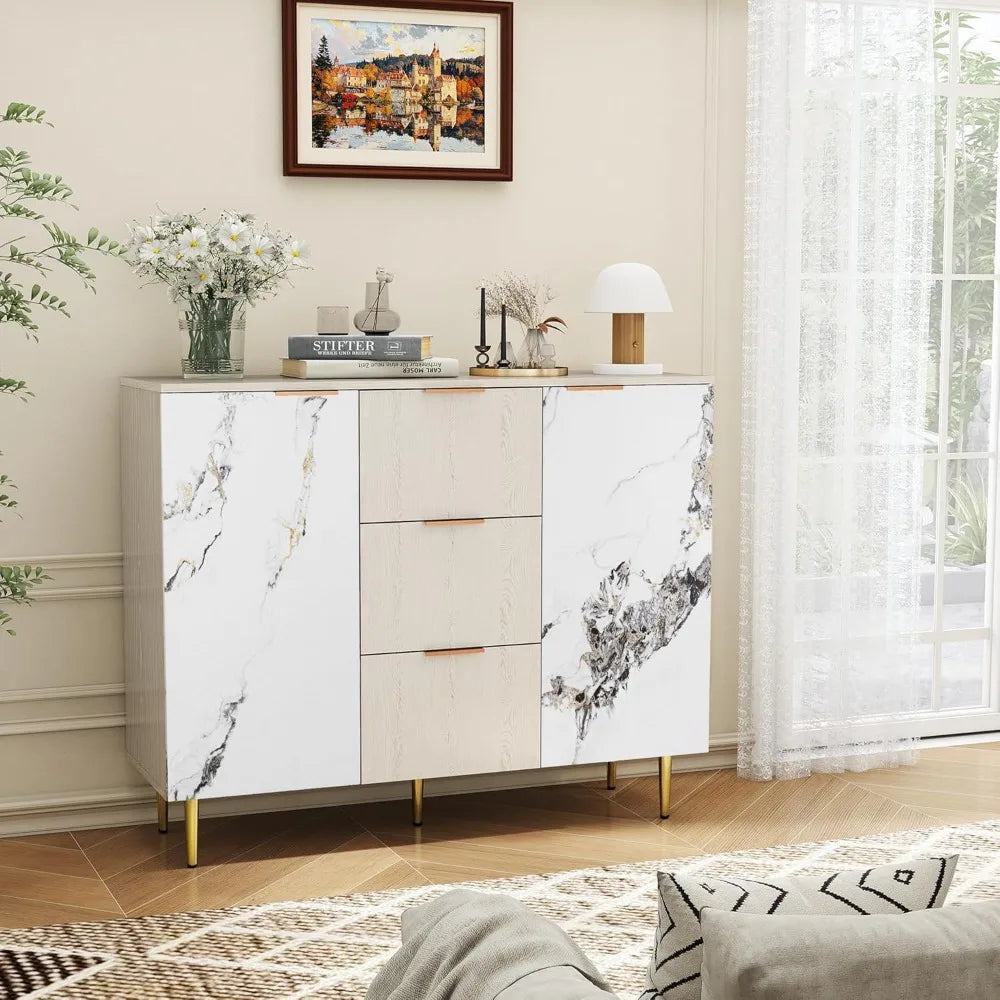 Modern Buffet Sideboard Cabinet Storage with 3 Drawers and 2 Doors