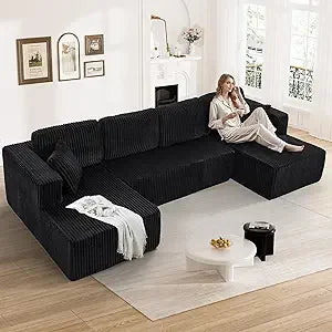 Ljustra Cloud Couch Sectional Modular Sofa 107" Comfy L Shaped Black