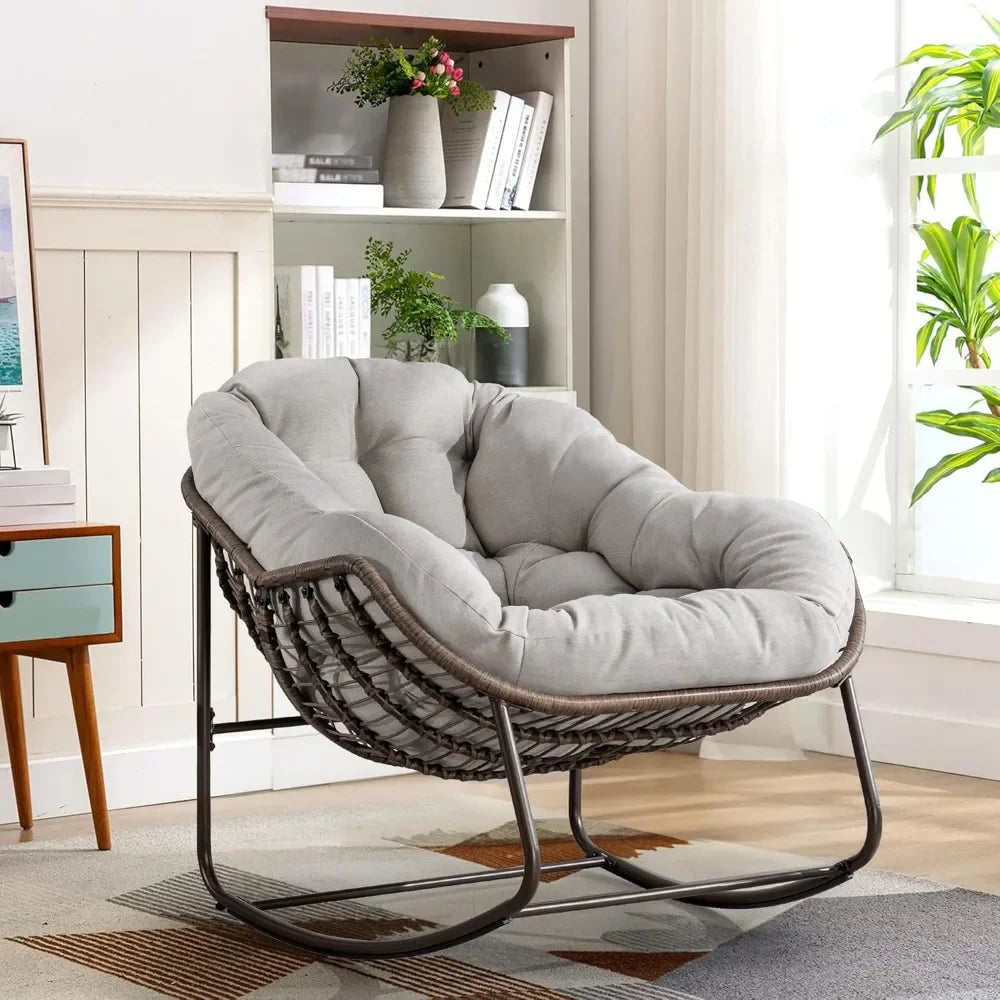 Large Oversized Indoor Outdoor Rocking Papasan Chair with Cushion