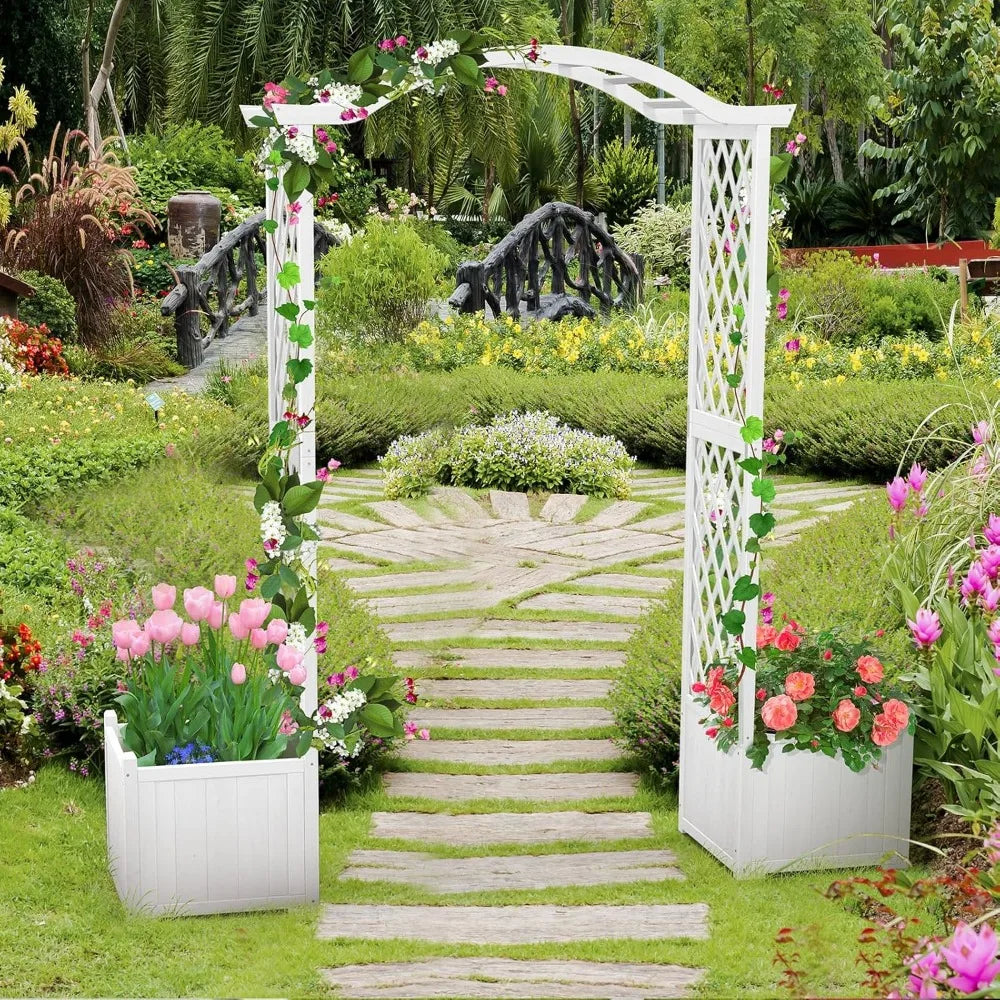 Moccha Wooden Garden Arbor Trellis Planter for Climbing Plants Outdoor