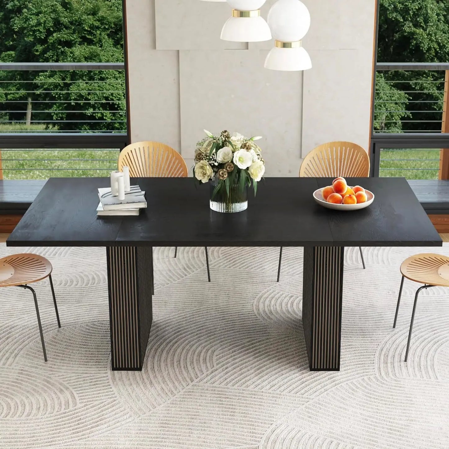 78 Inch Modern Farmhouse Dining Table for 6-10 Rectangular Kitchen Table