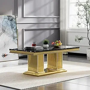 Modern Faux Marble Coffee Table Rectangular Living Room Center Table