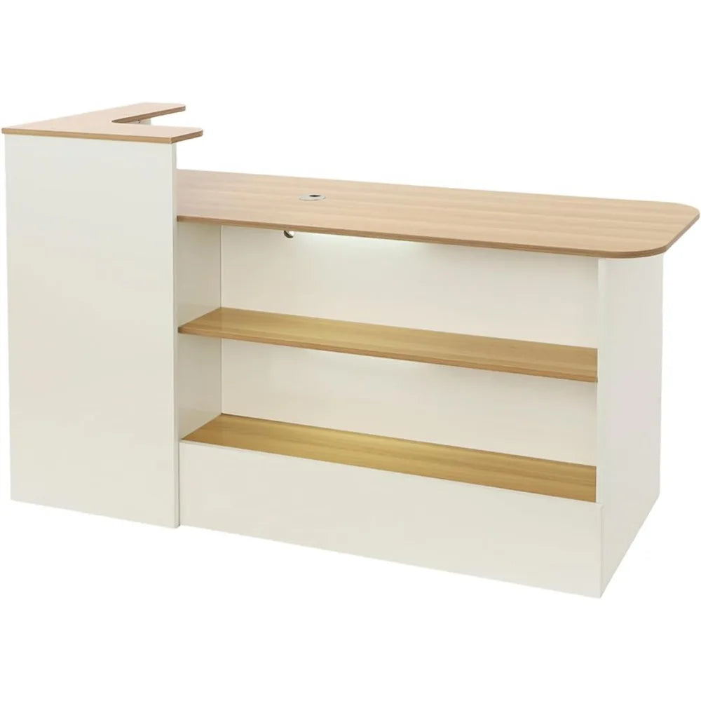 Modern Reception Desk Office Front Desk with Storage Lockable Drawer