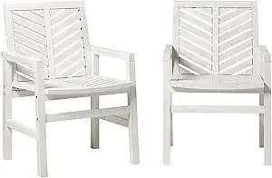 2 Piece Outdoor Patio Chevron Wood Chair Set All Weather Garden Poolside