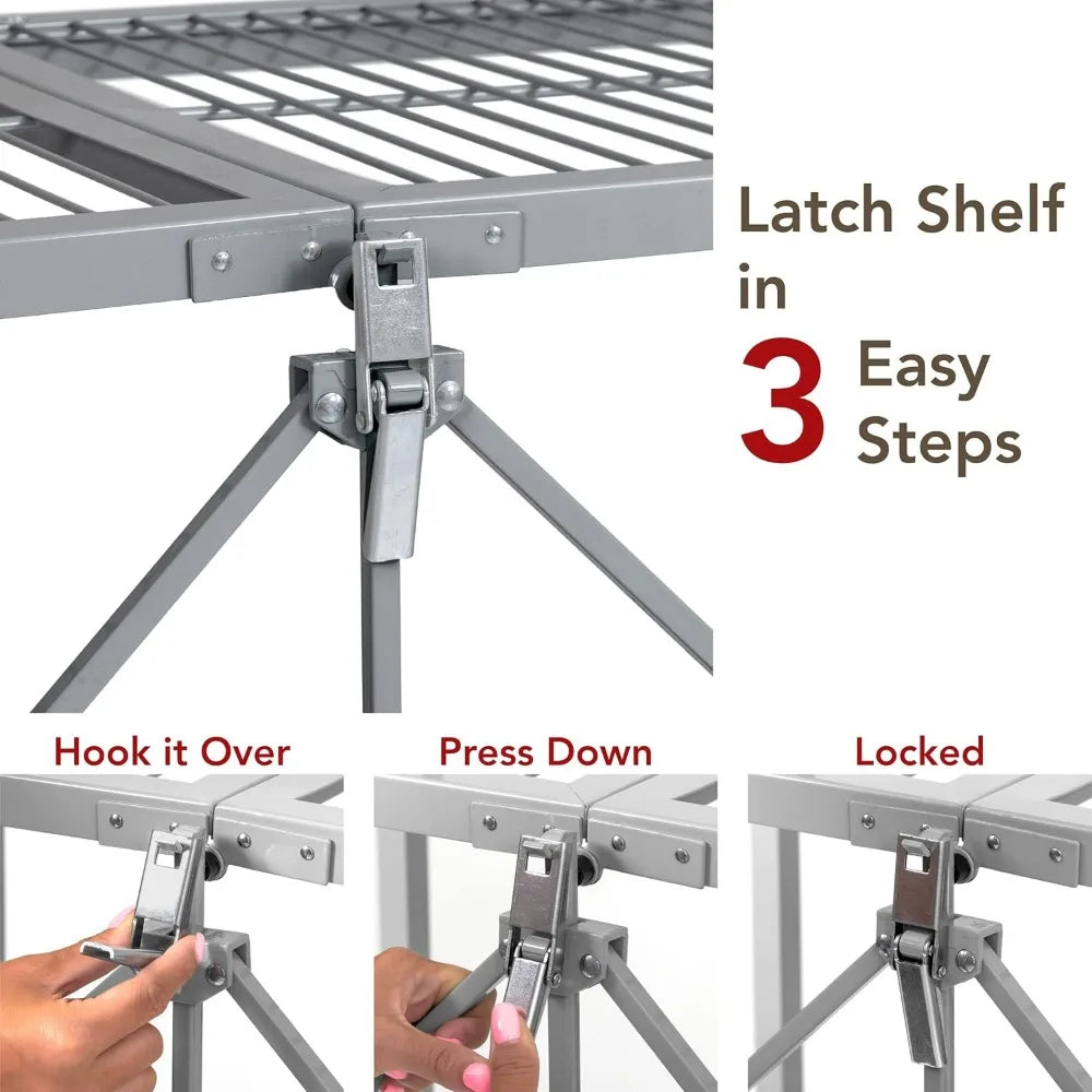 Heavy-Duty 4-Tier Steel Storage Rack Foldable with Locking Wheels