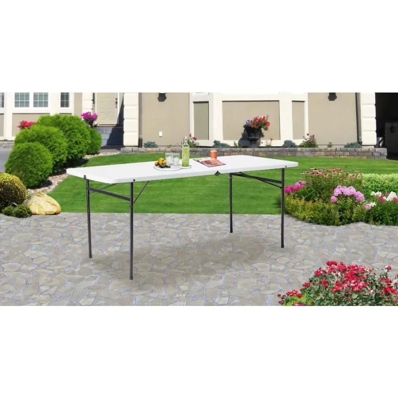 Ljustra 6 Foot Bi-Fold Plastic Folding Table Portable for Parties Camping