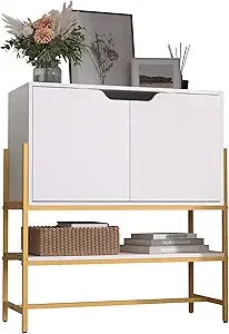 Modern Sideboard Buffet Cabinet with Storage and Open Shelf