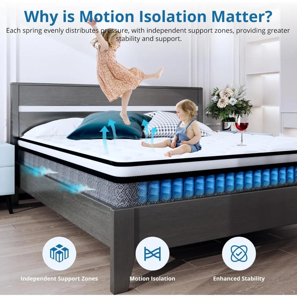 Ljustra 10 Inch Queen Size Hybrid Mattress Gel Memory Foam Pocket Springs